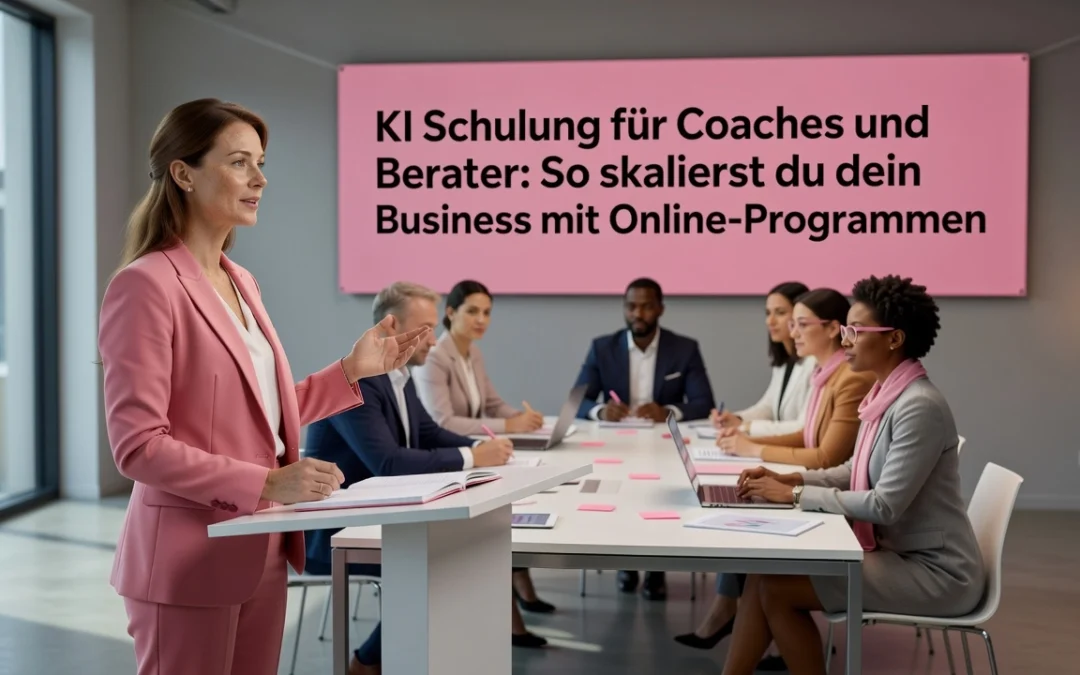 Professional header image for list-based article: KI Schulung für Coaches und Berater: So skalierst du dein...